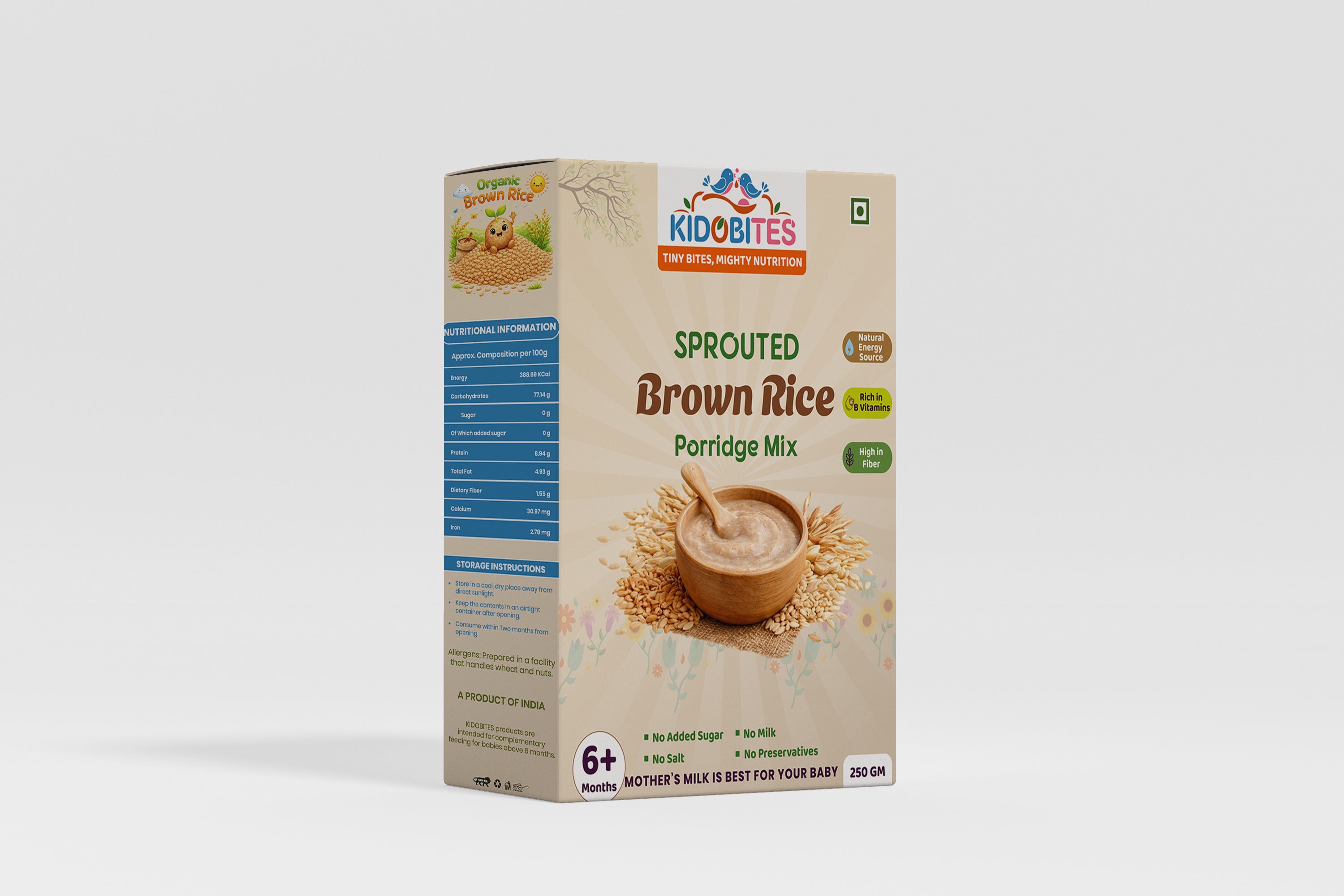 Organic Sprouted Brown Rice Porridge Mix For Babies |6 Months+ | 250 gm