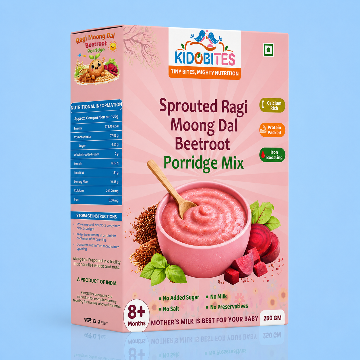 Sprouted Ragi Moong Dal Beetroot Porridge Mix For Babies | 8 Months+ | 250 gm
