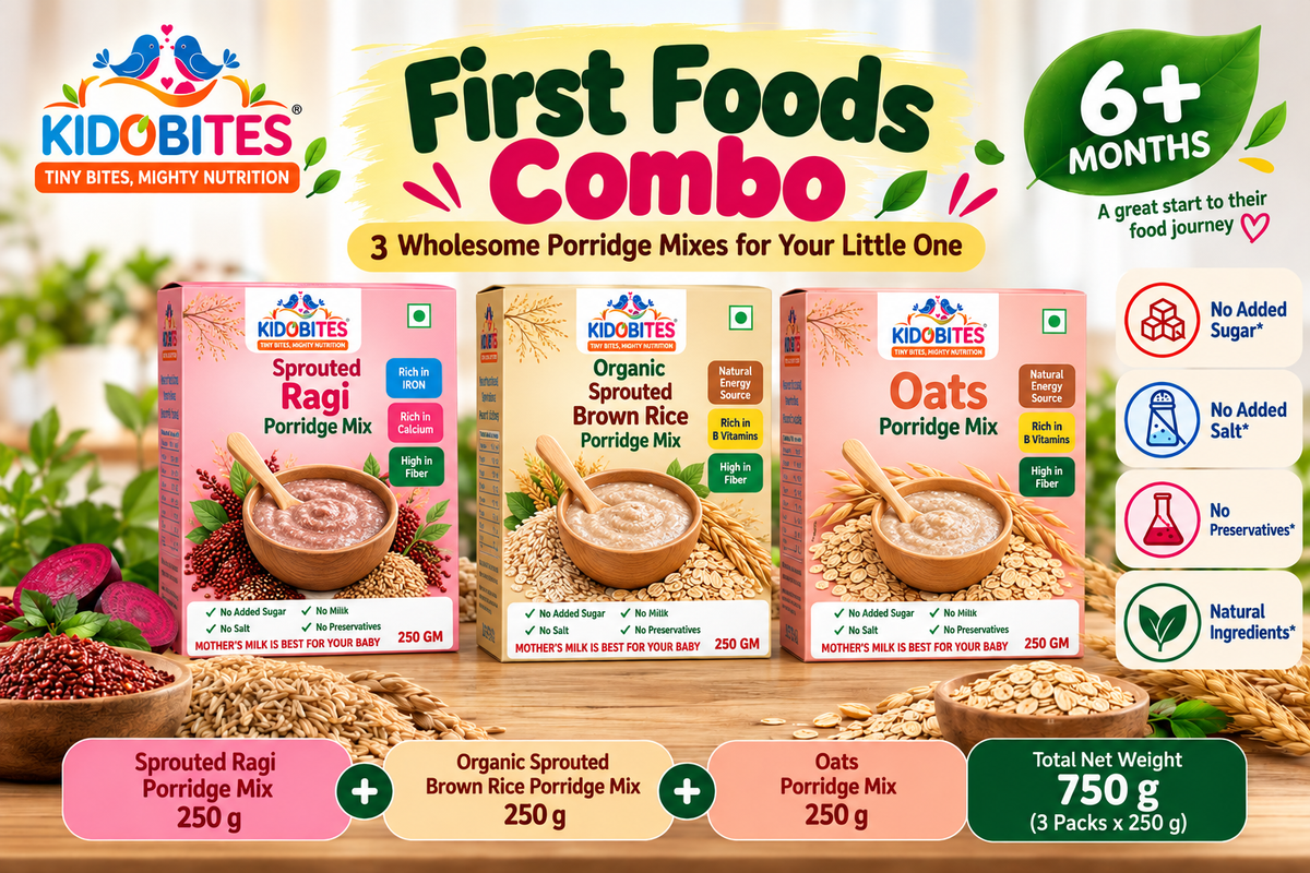 KIDOBITES First Foods Combo | 6 Months+ | 3 × 250 g