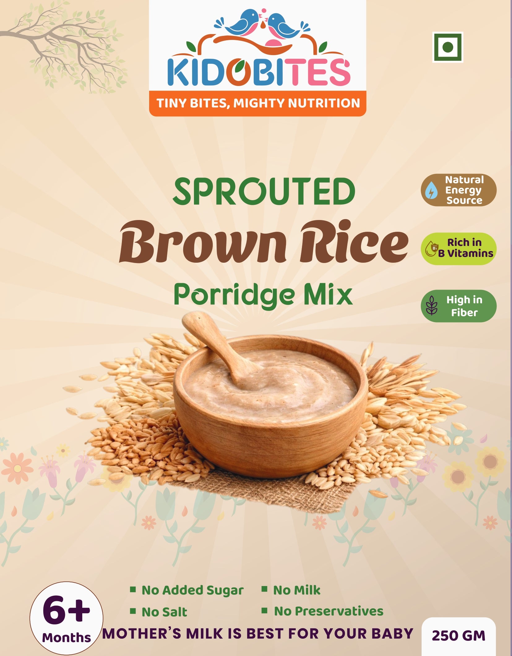 Organic Sprouted Brown Rice Porridge Mix For Babies |6 Months+ | 250 gm