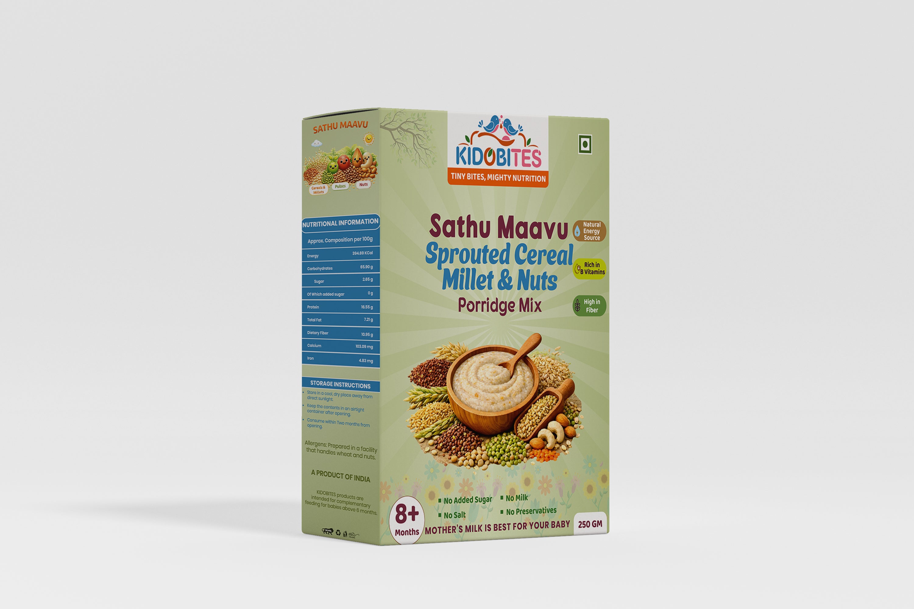 Sathu Maavu Sprouted Cereal Millet & Nuts Porridge Mix For Babies | 8 Months+ | 250 gm