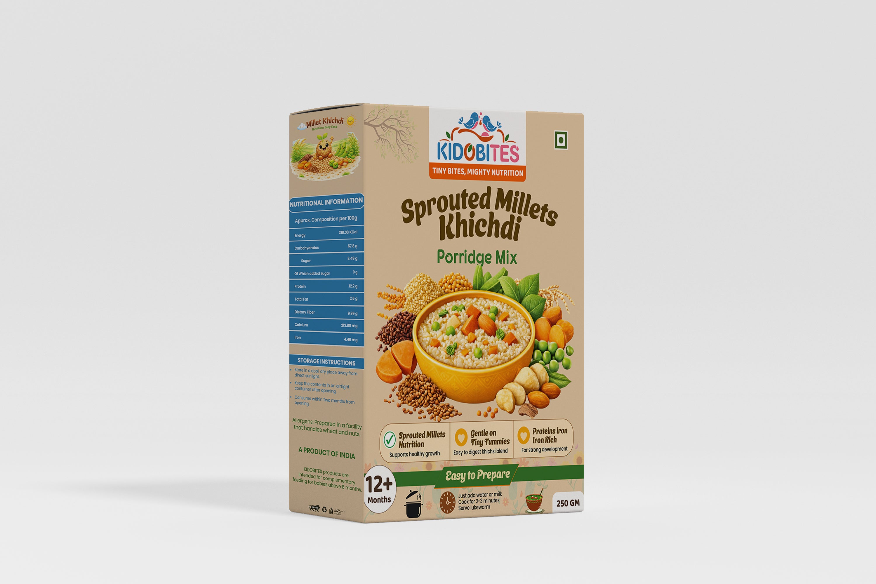 Sprouted Millets Khichdi Porridge Mix For Babies | 12 Months+ | 250 gm