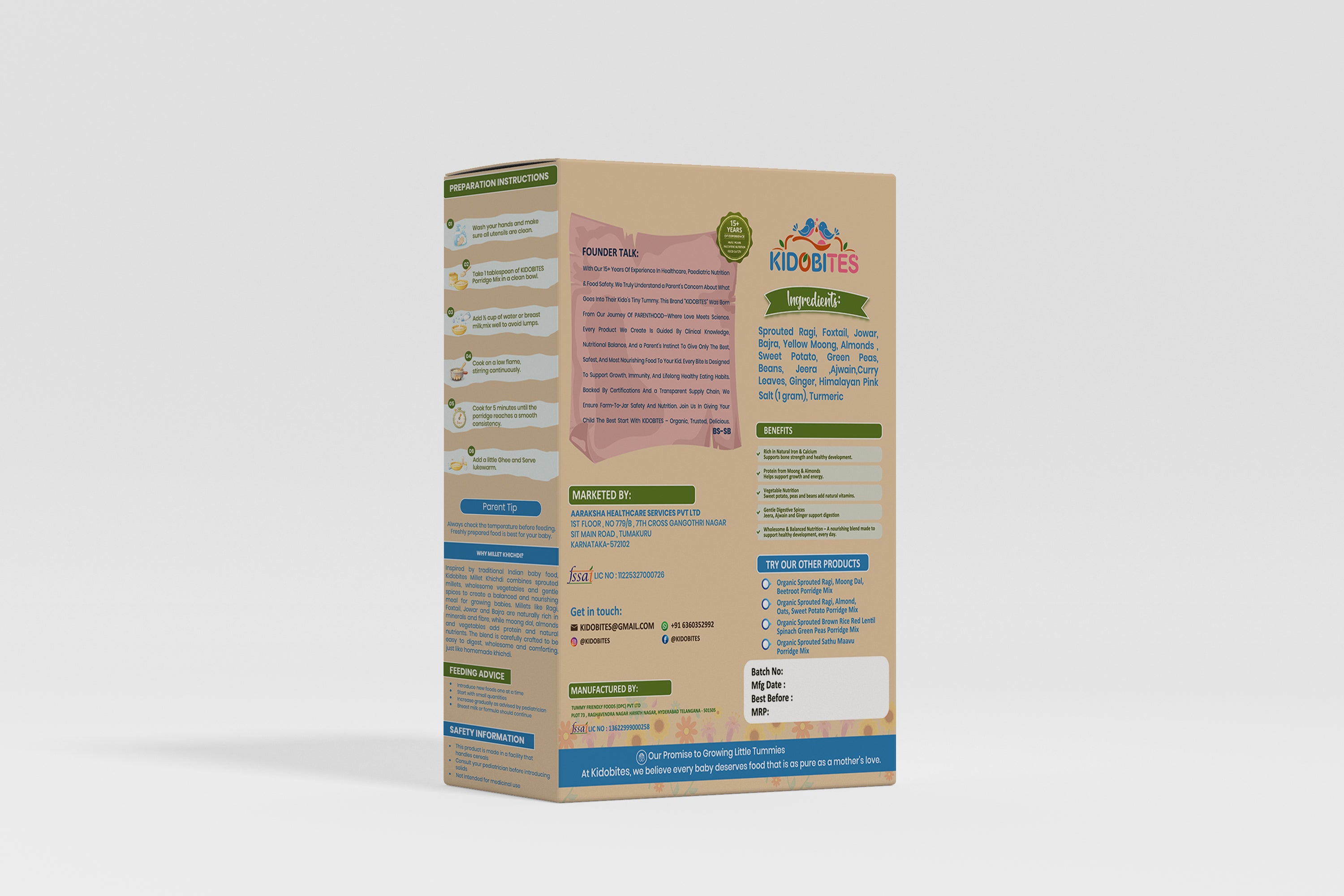 Sprouted Millets Khichdi Porridge Mix For Babies | 12 Months+ | 250 gm