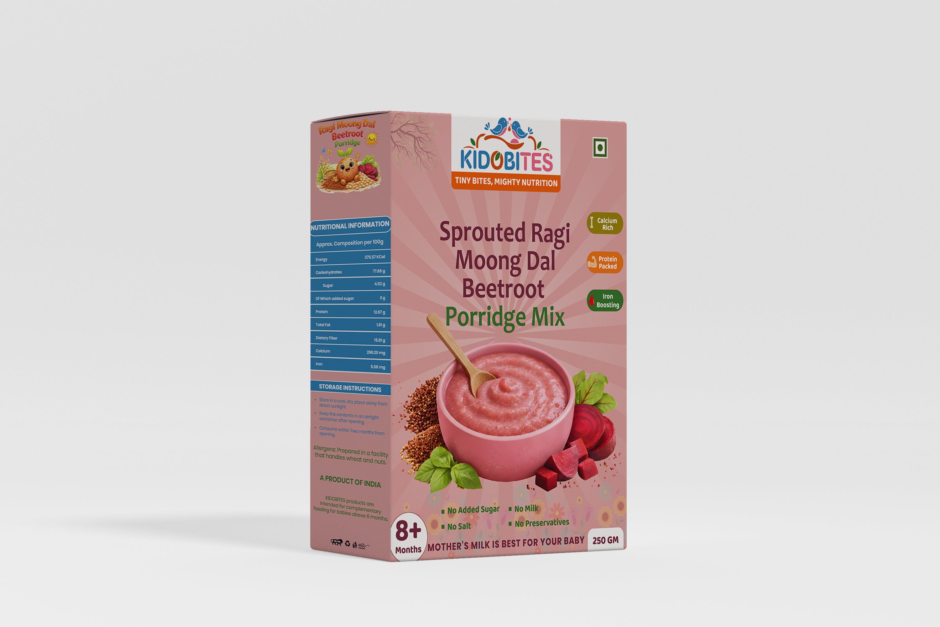 Sprouted Ragi Moong Dal Beetroot Porridge Mix For Babies | 8 Months+ | 250 gm