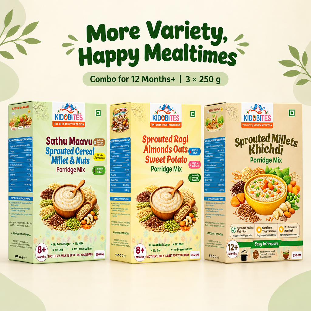 KIDOBITES Grain & Nuts Variety Combo | 12 Months+ | 3 × 250 g