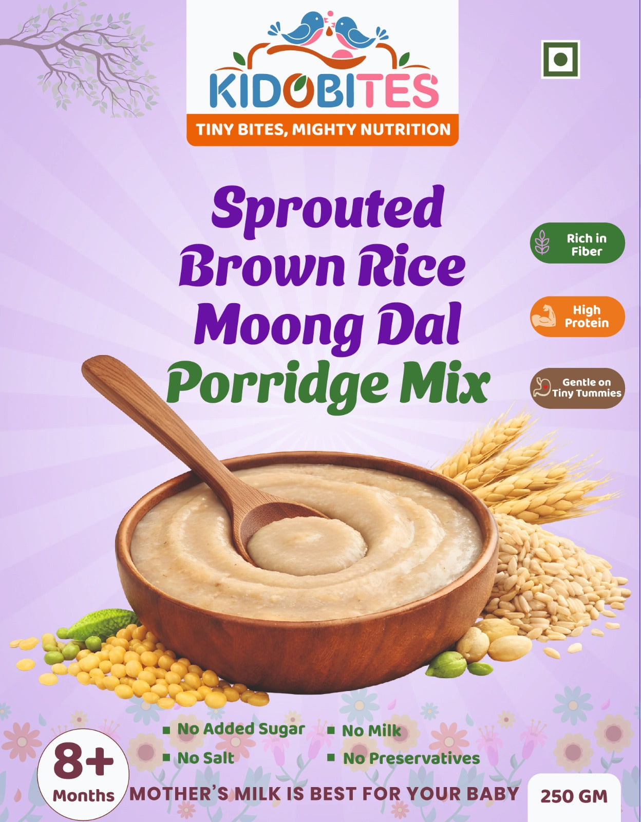 Sprouted Brown Rice Moong Dal Porridge Mix For Babies | 8 Months+ | 250 gm