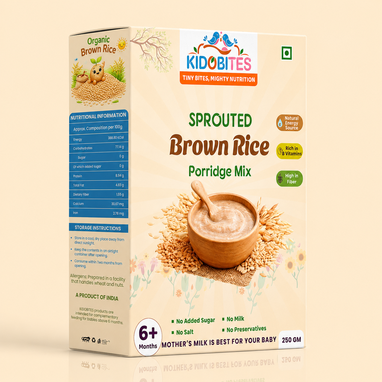 Organic Sprouted Brown Rice Porridge Mix For Babies |6 Months+ | 250 gm