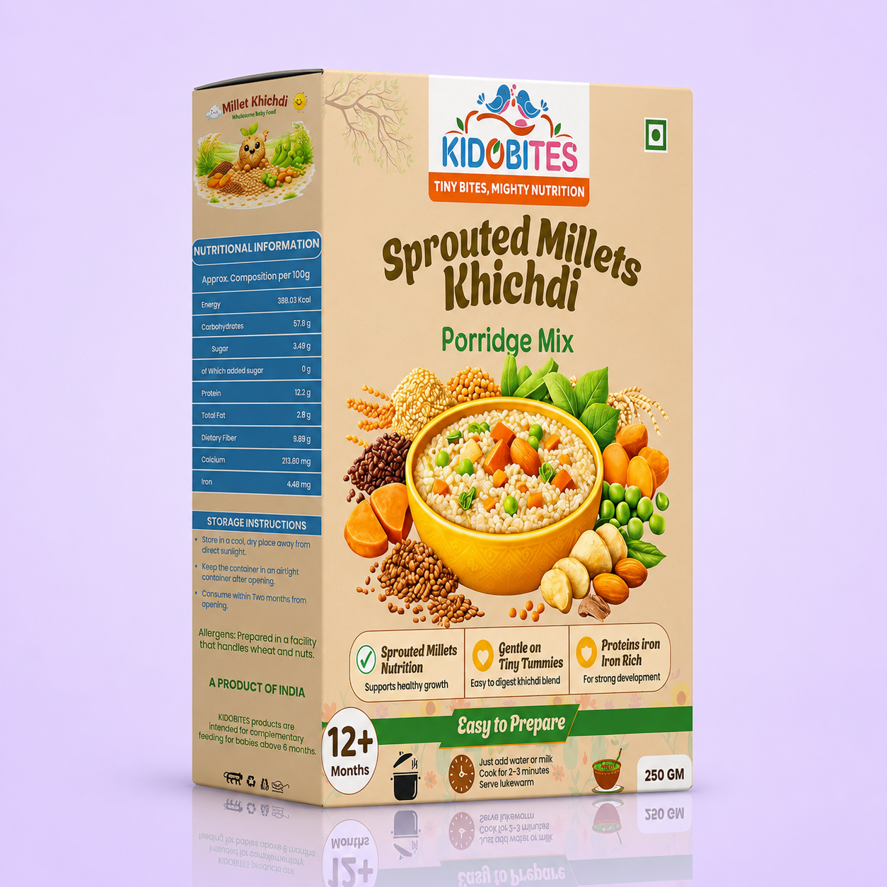 Sprouted Millets Khichdi Porridge Mix For Babies | 12 Months+ | 250 gm