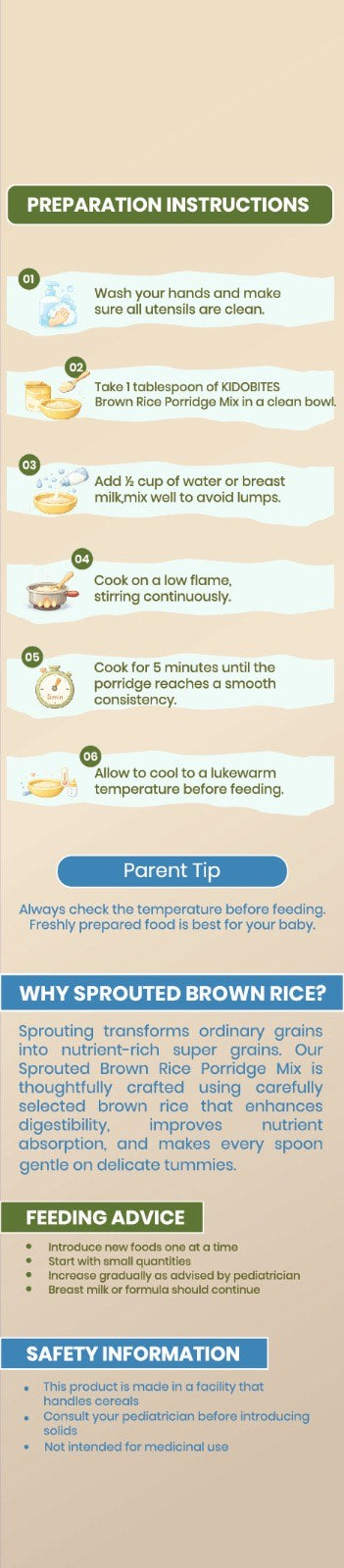 Organic Sprouted Brown Rice Porridge Mix For Babies |6 Months+ | 250 gm