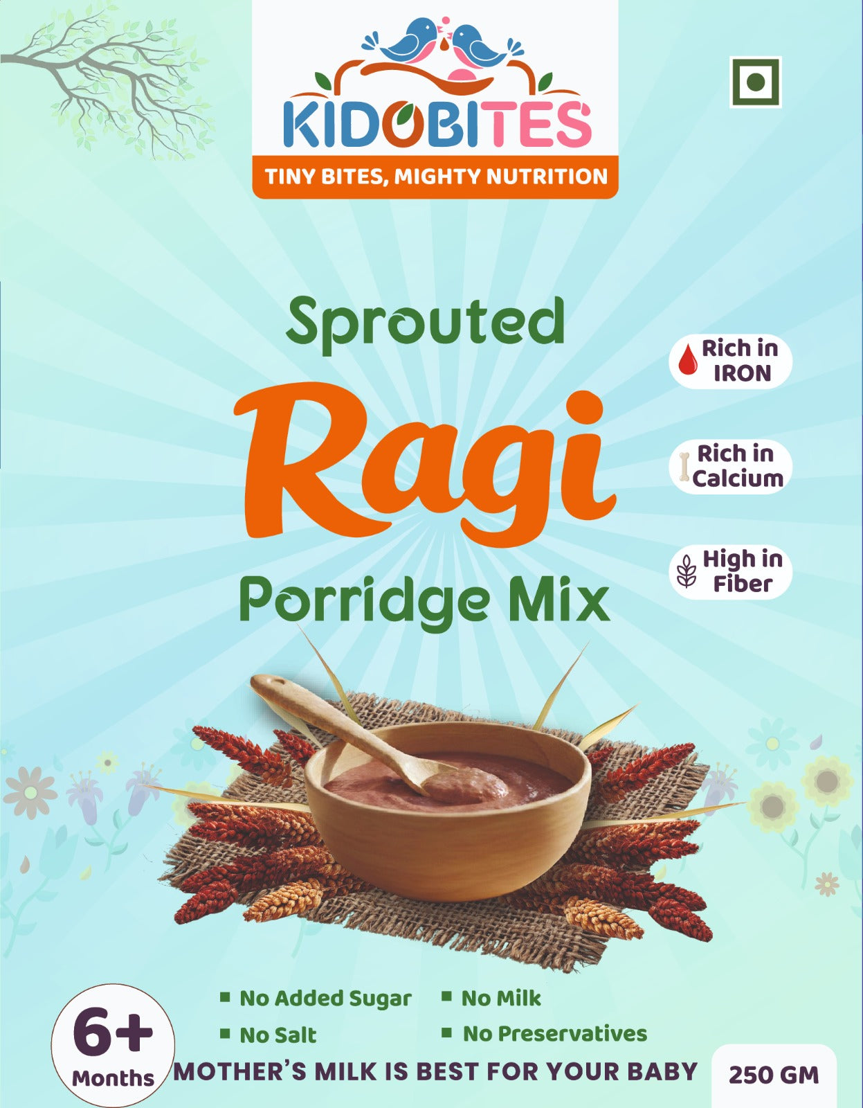 Organic Sprouted Ragi Porridge Mix For Babies |6 Months+ | 250 gm
