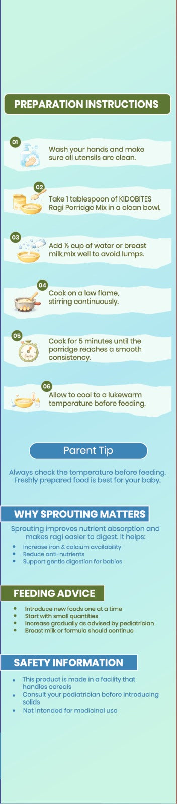 Organic Sprouted Ragi Porridge Mix For Babies |6 Months+ | 250 gm