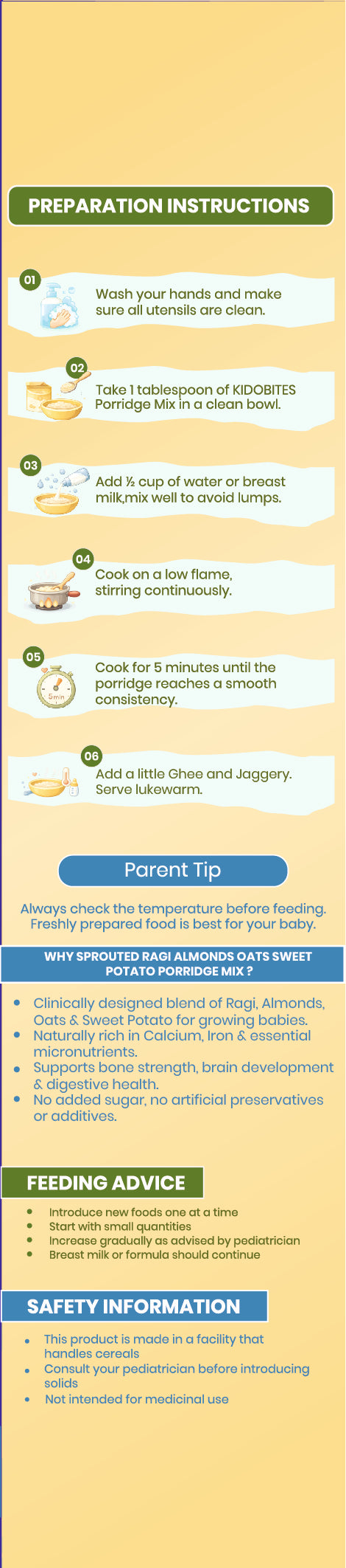 Sprouted Ragi Almond Oats Sweet Potato Porridge Mix For Babies | 8 Months+ | 250 gm