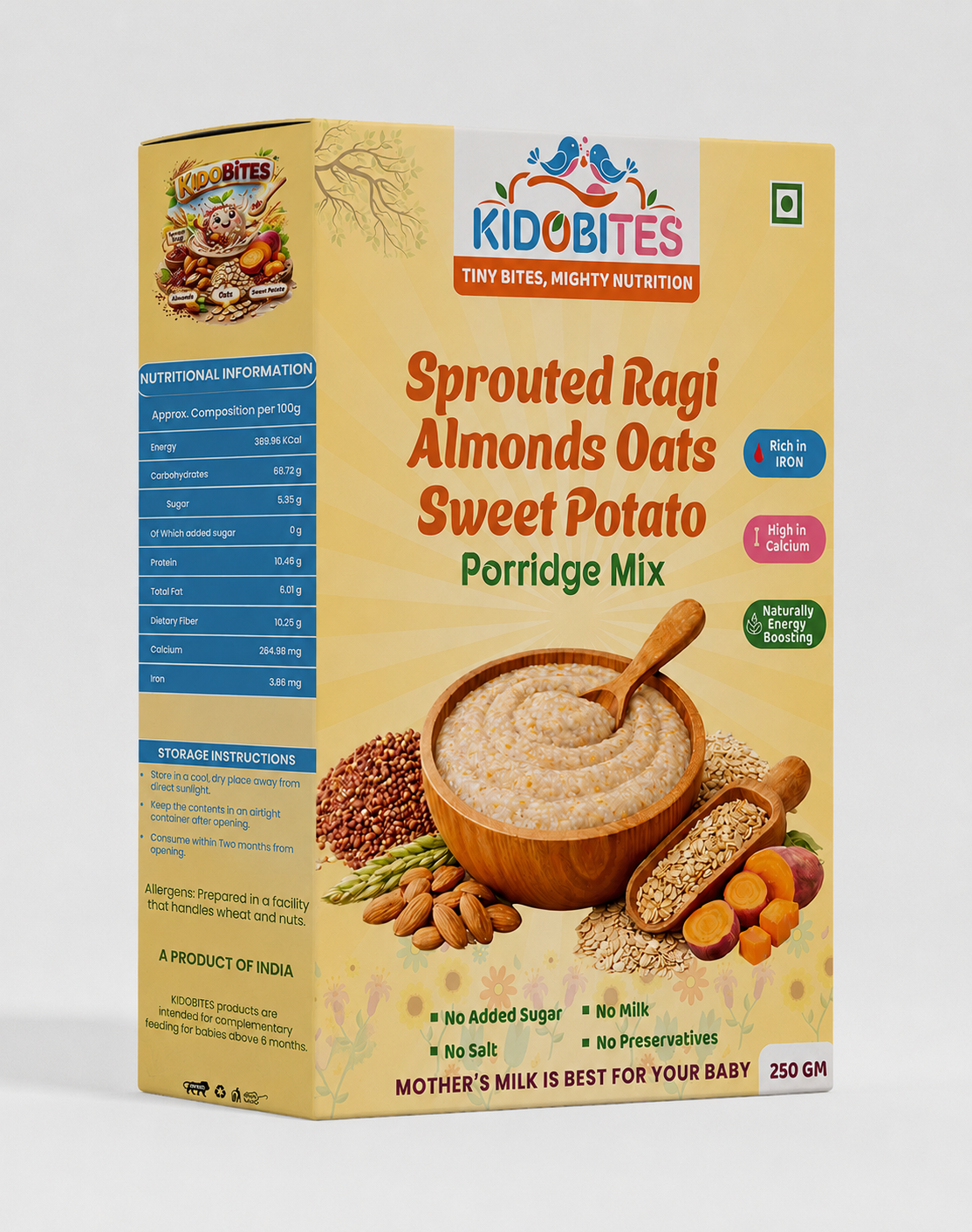 KIDOBITES Porridge Variety Combo | 8 Months+ | 3 × 250 g