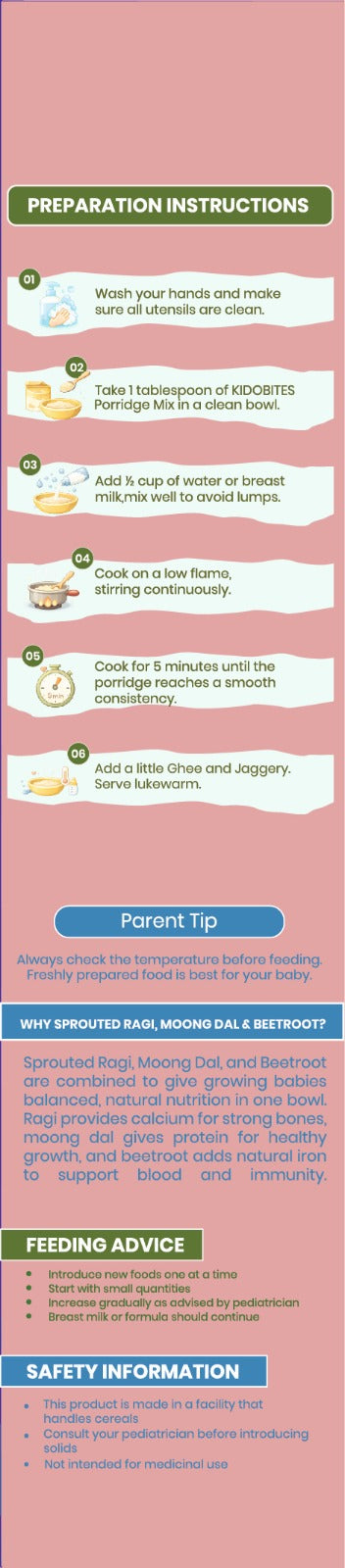 Sprouted Ragi Moong Dal Beetroot Porridge Mix For Babies | 8 Months+ | 250 gm