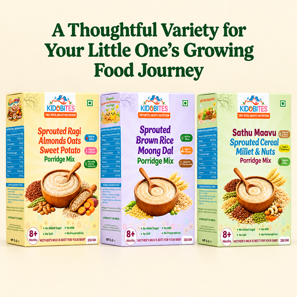 KIDOBITES Porridge Variety Combo | 8 Months+ | 3 × 250 g